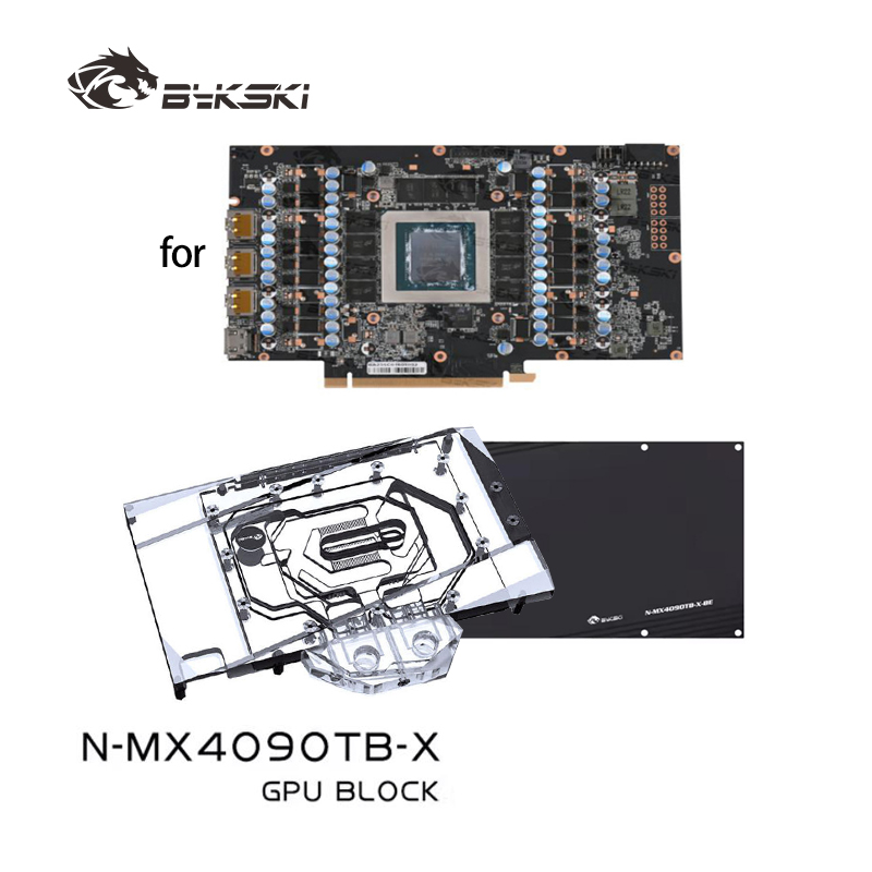 Rtx 4090 Water Block Full Cover - Bykski N-MX4090TB-X, pendingin air untuk kartu